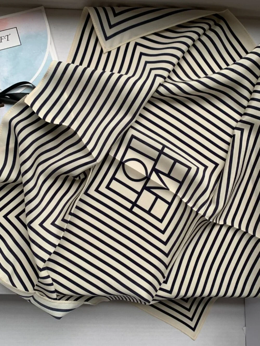 TOTEME Monogram Striped Silk Square Scarf 57x57cm